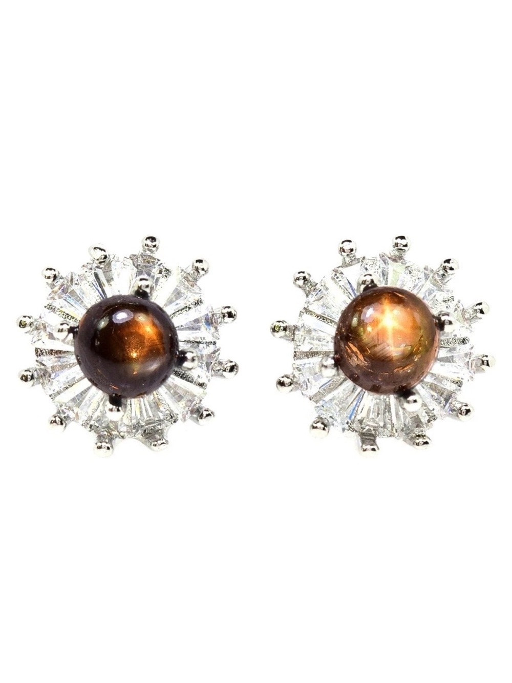 Set!!  Stunning Natural Black Star Sapphire Pendant Necklace & Earrings 925 SS - Picture 3 of 13